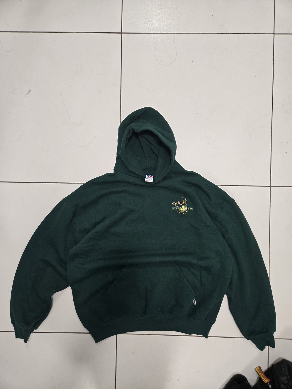Vintage Russell Athletic Made In USA 🇺🇸 Green Hoodie w/ Logo XL-XXL